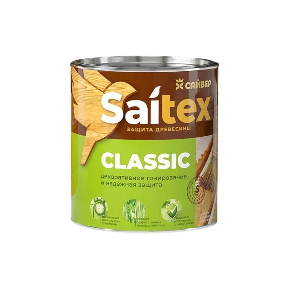 Изображение товара Состав для защиты и декора древесины SAITEX CLASSIC Орех 3л алкидный лак