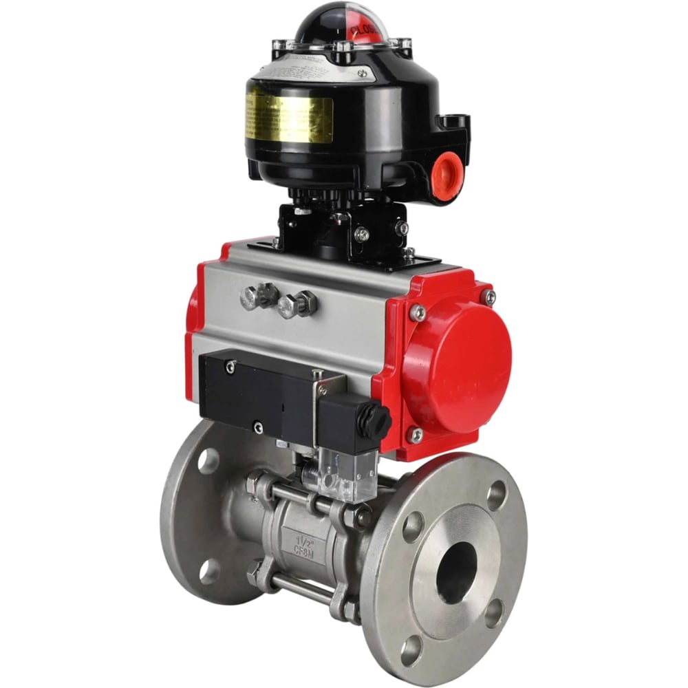 Изображение товара Кран шаровой DN.ru Ду40 Ру40 пневмопривод 2-ходовой нержавеющая сталь