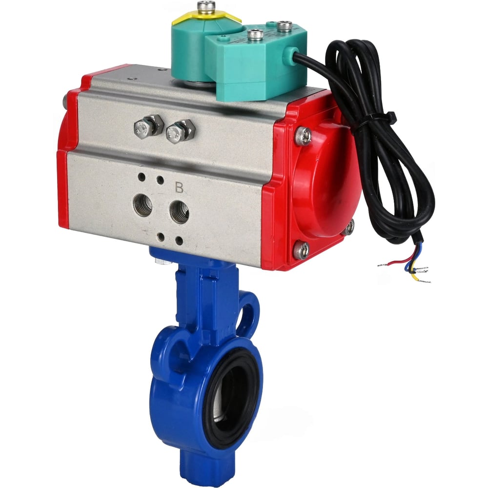 Изображение товара Затвор дисковый DN.ru AL-316L-EPDM Ду32 Ру16 с пневмоприводом и магнитным переключателем