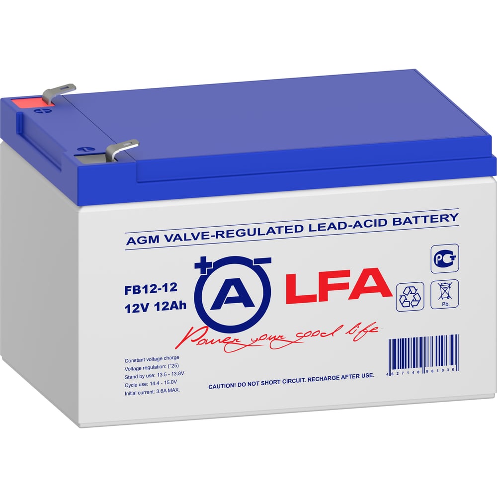 Изображение товара Аккумулятор LFA FB12-12 F2 12В 12Ач AGM герметичный для систем и транспорта