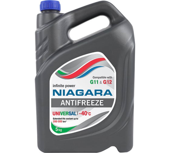 Изображение товара Охлаждающая жидкость NIAGARA Антифриз Ниагара универсальный совместим с G11/G12 5 кг 001001005011