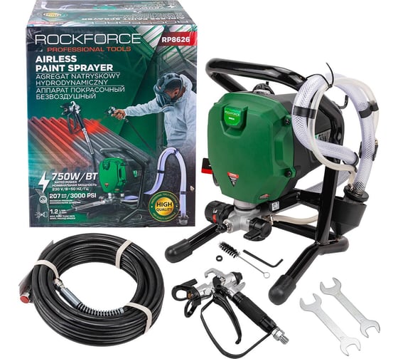 Изображение товара Аппарат покрасочный безвоздушный Rockforce (230В, 750Вт, макс.расход краски 1.2л/мин) RF-RP8626(63043)