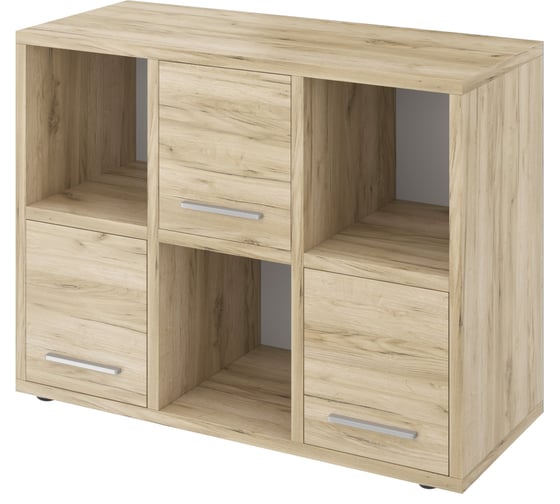 Изображение товара Стеллаж с тремя дверьми Монолит ЛофтХаус (950х400х715) (ЛТ08_1+ЛТ08_2) Дуб крафт серый45 ЛТ09(3).45