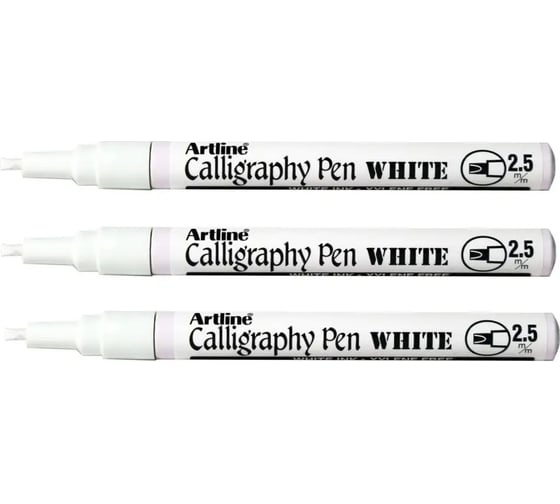 Изображение товара Маркер краска с плоским наконечником Artline (0,5-2,5мм)  993 белый, набор 3 шт EK993-3