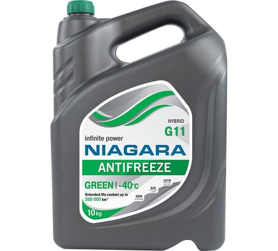 Изображение товара Охлаждающая жидкость NIAGARA Антифриз Ниагара G11 зеленый 10 кг 001001002012