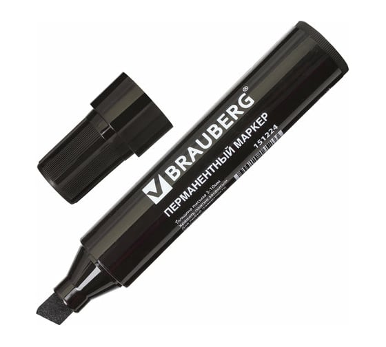 Изображение товара Перманентный маркер BRAUBERG JUMBO, черный, широкая линия письма, скошенный наконечник, 3-10 мм 151224