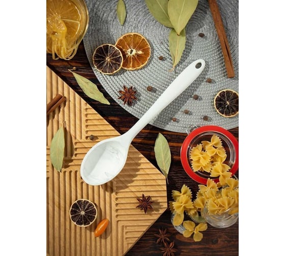 Изображение товара Ложка поварская Daniks силикон, 26.5х5.5 см, навеска, Emerald, Y4-7896 459244