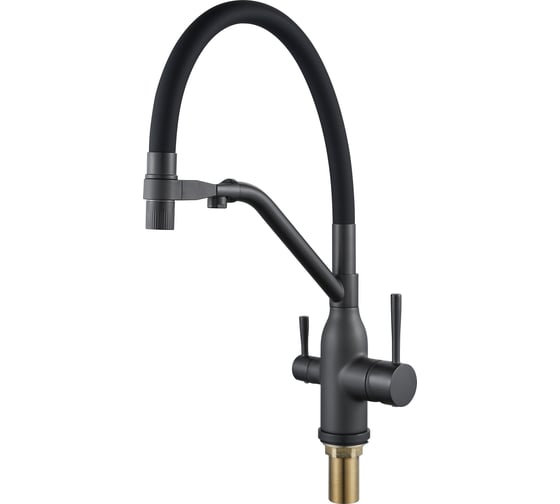 Изображение товара Смеситель для кухни ALOUTE графит, однорычажный, с дополнительным выводом под фильтр питьевой воды, с аэратором, с гибким изливом A61613Y-2
