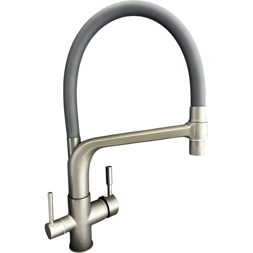 Изображение товара Современный смеситель для кухни ALOUTE с гибким изливом и фильтром титановый