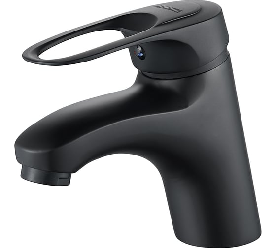 Изображение товара Смеситель для умывальника ALOUTE с коротким изливом, черный матовый, крепление на гайке A3101H