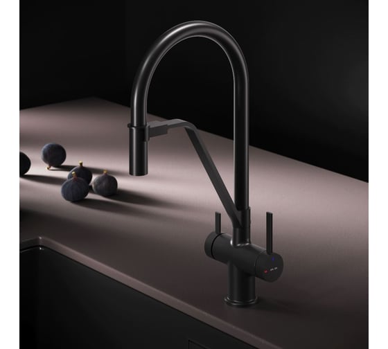 Изображение товара Смеситель для кухни AM.PM Func с каналом для питьевой воды и гибким изливом, черный F8F07822