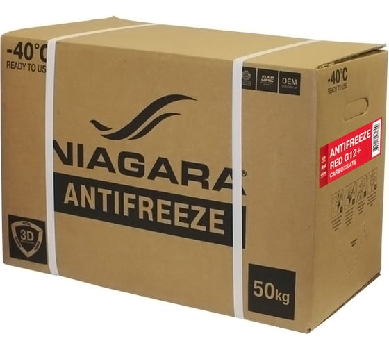 Изображение товара Охлаждающая жидкость NIAGARA Антифриз Ниагара G12+ карбоксилатный красный Bag-in-Box 50 кг 001001001025