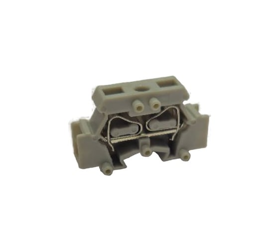 Изображение товара Мини клемма UPUN UJ2-2.5, 2 точки подключения в клемме, боковой подвод кабеля, тип фиксации провода: пружинный, номинальное сечение: 2,5 мм кв., 24A, 500V, цвет: серый, 170 шт. erp859435