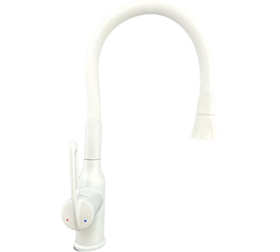 Изображение товара Смеситель для кухни OUTE из нержавеющей стали SUS 304 цвет белый с гибким силиконовым изливом T714K