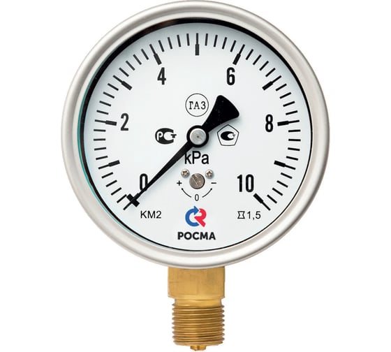 Изображение товара Манометр Росма КМ-11Р радиальный (0-6кПа) М12х1.5 2.5, ДК63мм D070-06524