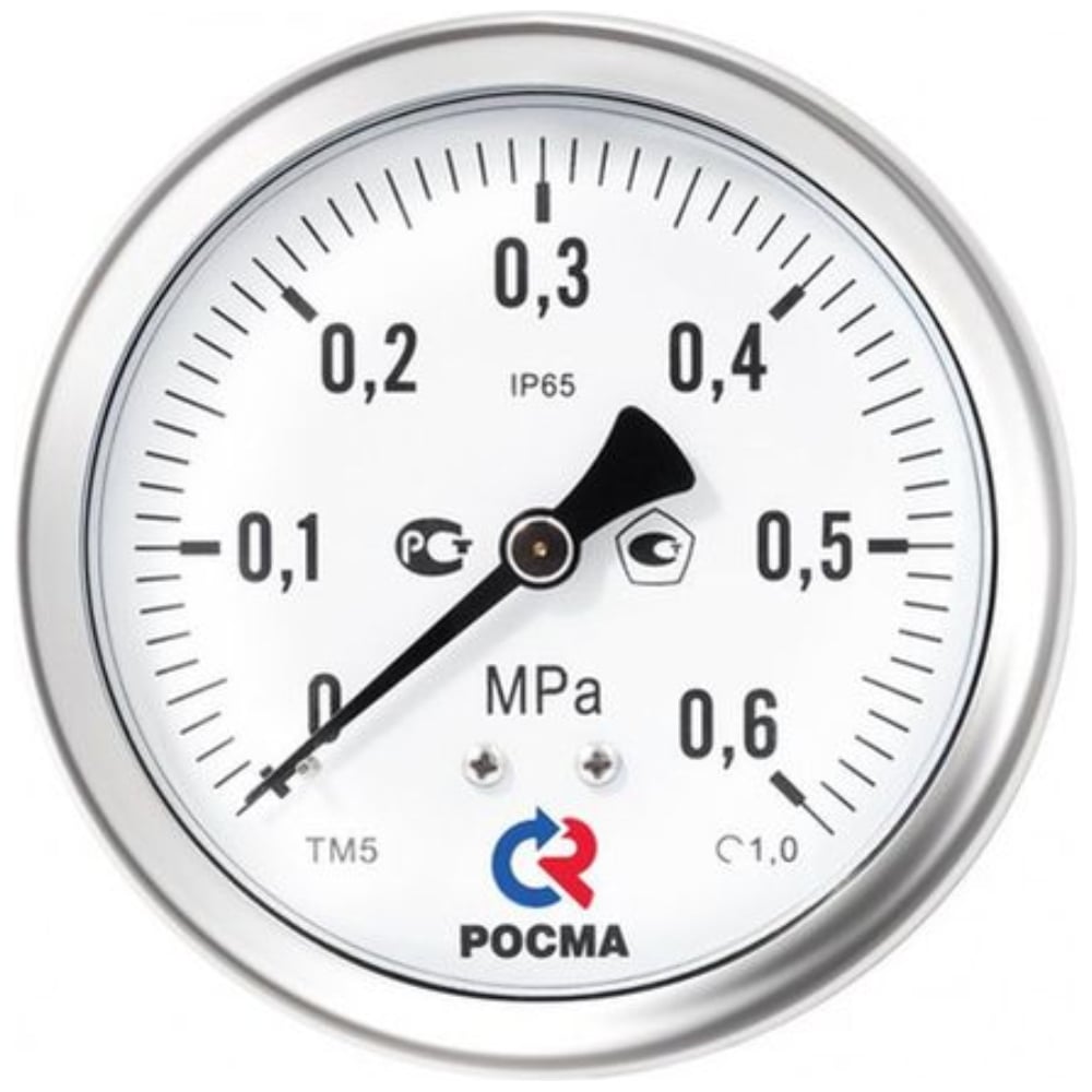 Изображение товара Манометр Росма ТМ-521ТЭ 0-1.6МПа G1/2 эксцентрическое присоединение виброустойчивый коррозионностой