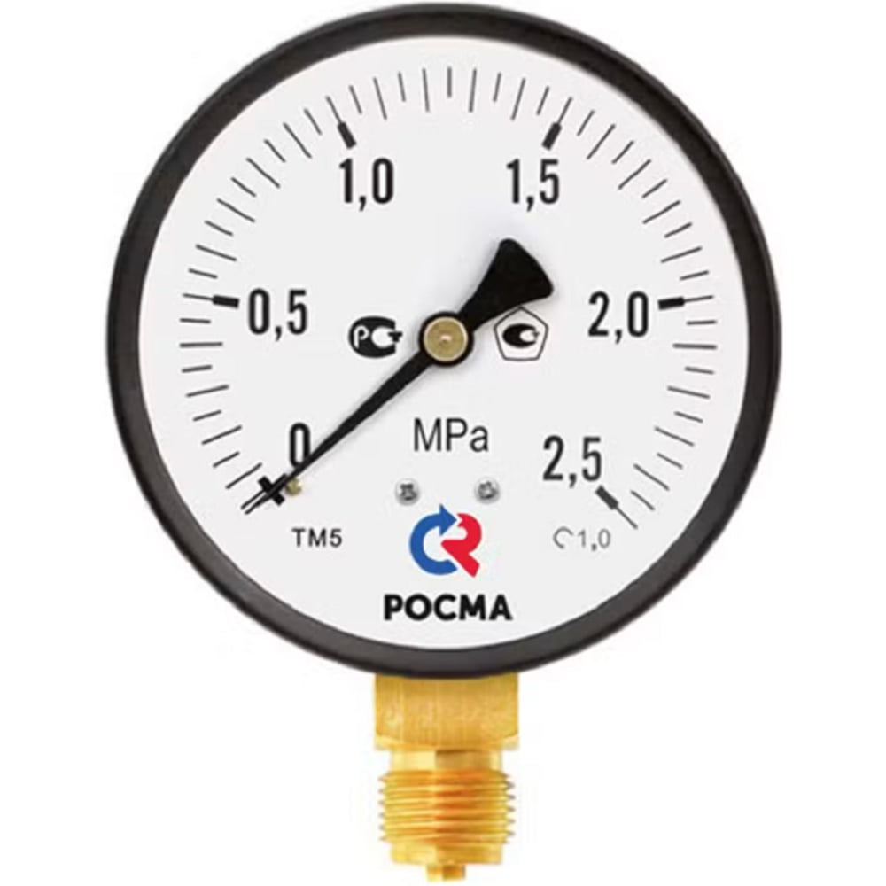 Изображение товара Манометр Росма ТМ-510Р.00 радиальный аналоговый 0-2.5 МПа М20х1.5 профессиональный