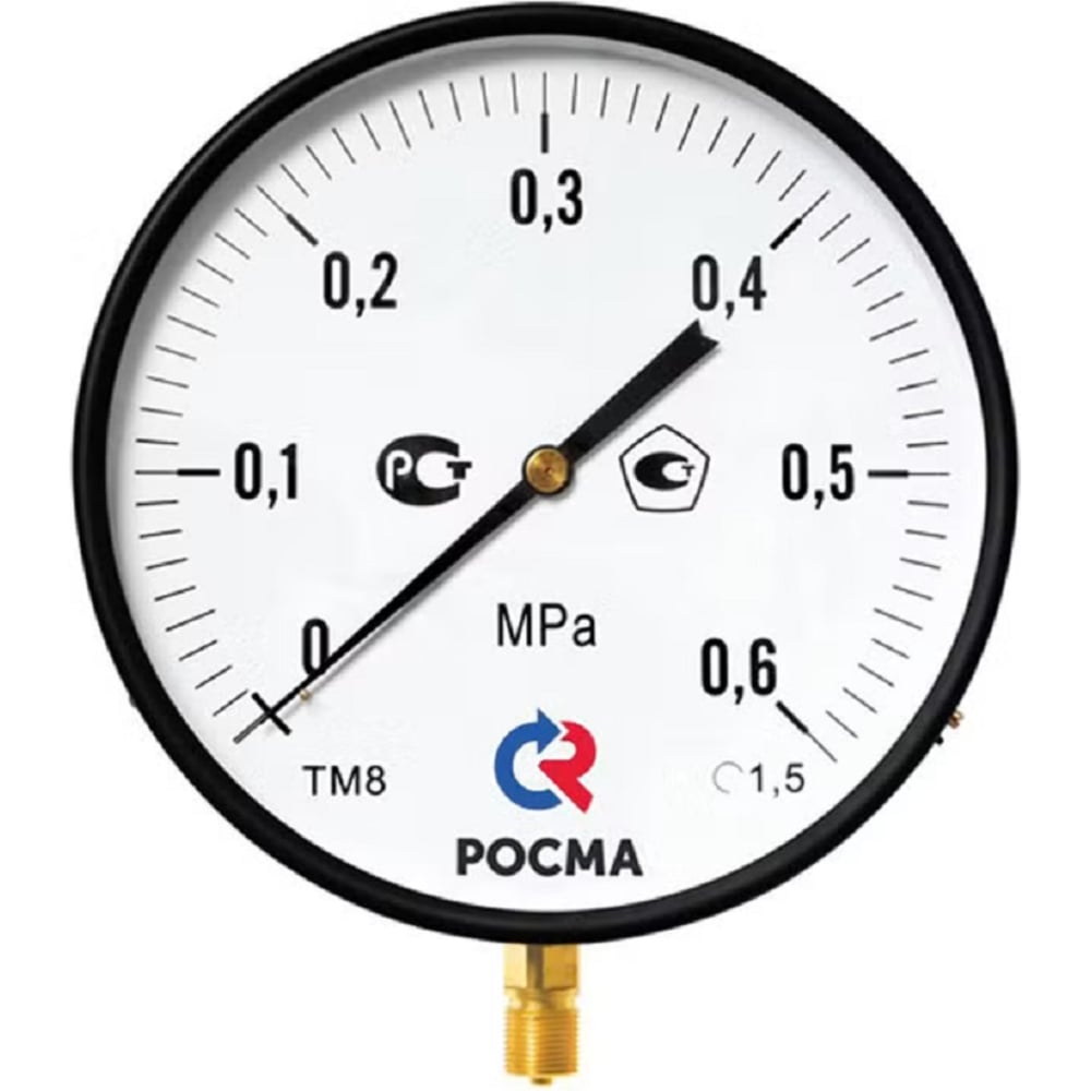 Изображение товара Манометр Росма ТМ-810Р.00 радиальный 0-1.6 МПа аналоговый для профессионального использования