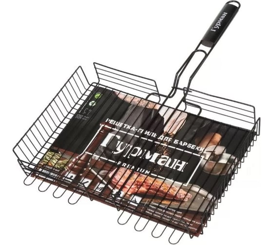 Изображение товара Решетка барбекю Гурман 400х280х60 мм, Люкс, сталь, 4 уровня, антипригарное покрытие, рукоятка дерево 22003NS-enf 331644