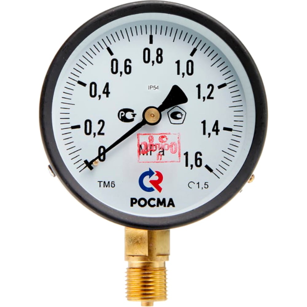 Изображение товара Манометр Росма ТМ-610Р.00 радиальный 0-1.6МПа IP54 профессиональный для измерения давления