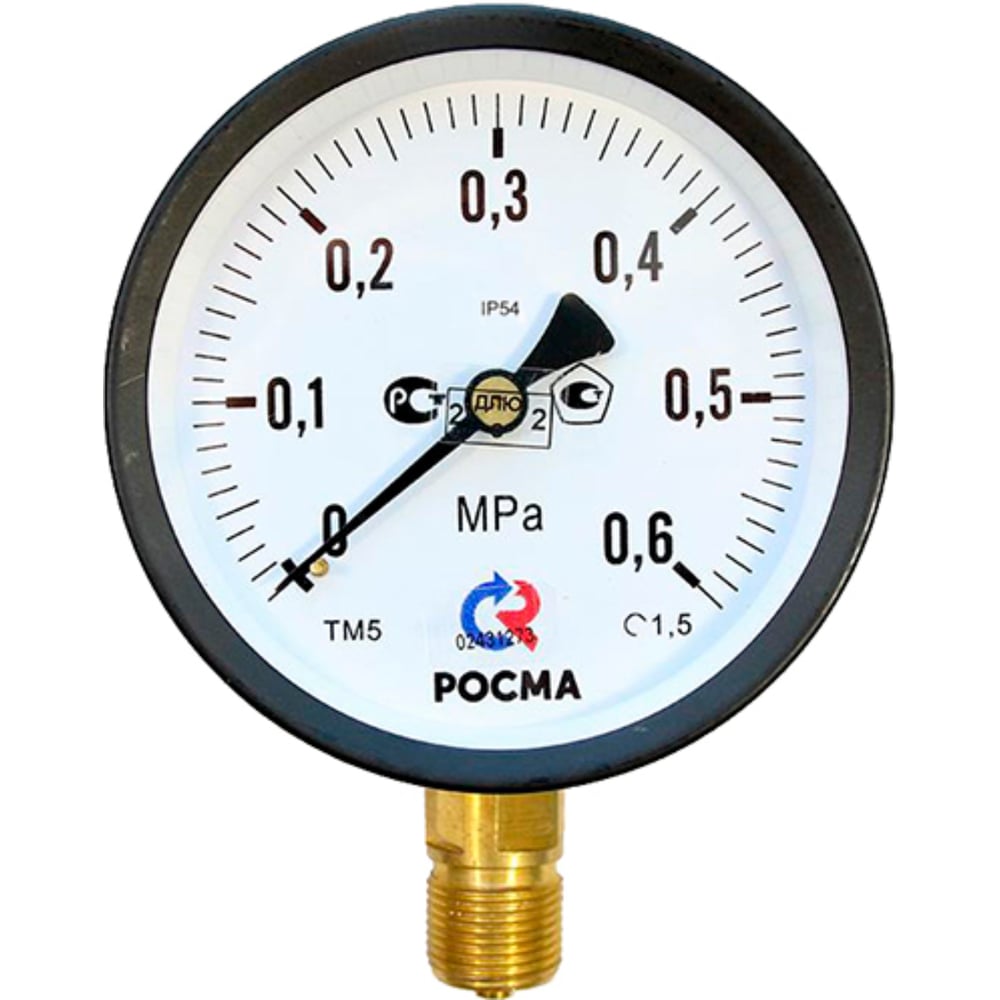 Изображение товара Манометр Росма ТМ-510Р.00 радиальный 0-0.6MPa G1/2 IP54 аналоговый