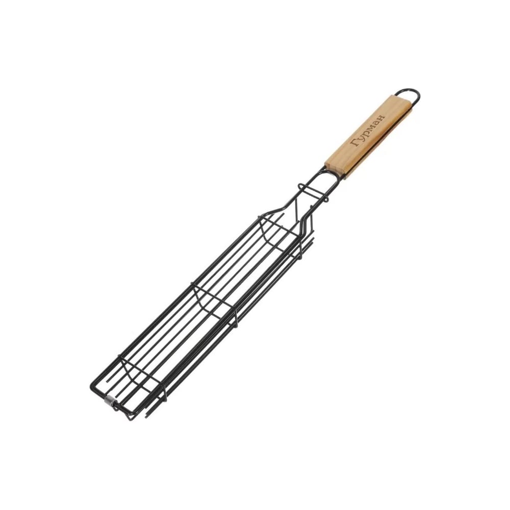 Изображение товара Решетка барбекю Гурман 430х240х40 мм для овощей с деревянной рукоятью