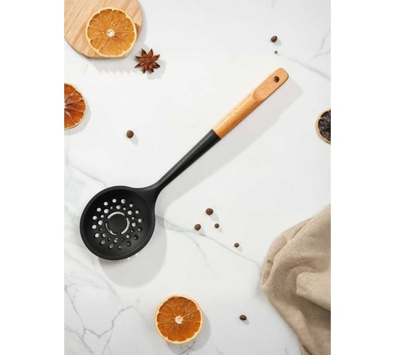 Изображение товара Шумовка бамбук Daniks силикон, навеска, Black, WFCFA-0038-7 481069