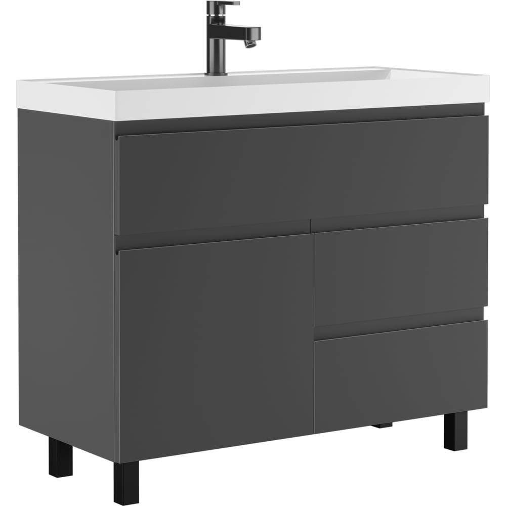 Изображение товара Тумба под умывальник Домино Bazis 100 графит матовый для ванной комнаты