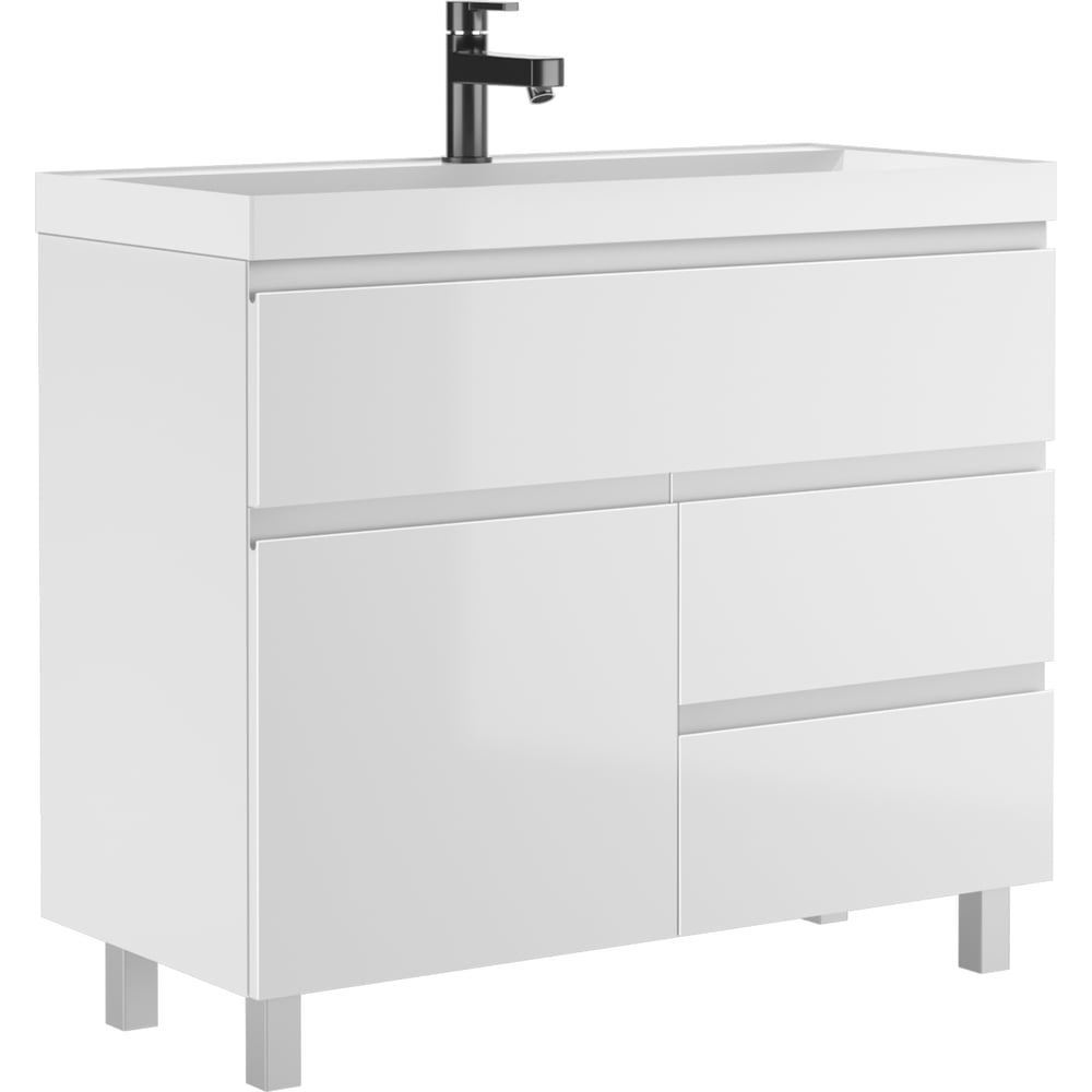 Изображение товара Тумба под умывальник Домино Bazis 100 Graffo белый глянец современная мебель для ванной