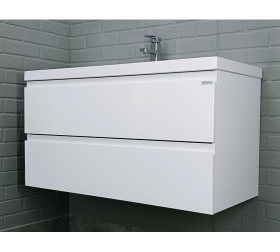 Изображение товара Тумба подвесная под умывальник Домино Bazis 100 Graffo белый глянец В2 DGr2403T