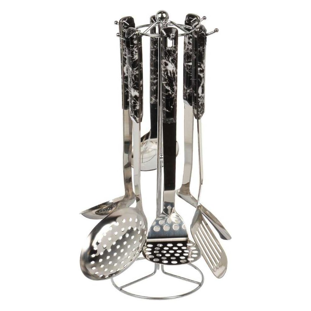 Изображение товара Набор кухонных принадлежностей Daniks 7 пр нержавеющая сталь подставка навеска