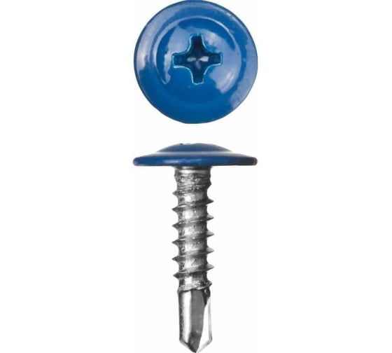 Изображение товара Саморез STARFIX 4.2х19 мм с прессшайбой, цинк, со сверлом, RAL5005, 12000шт в коробе SM-98321-12000