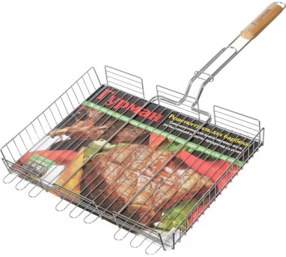 Изображение товара Решетка барбекю Гурман 400х300х60 мм, хром, сталь, 4 уровня, рукоять дерево CB1104/2003 203819