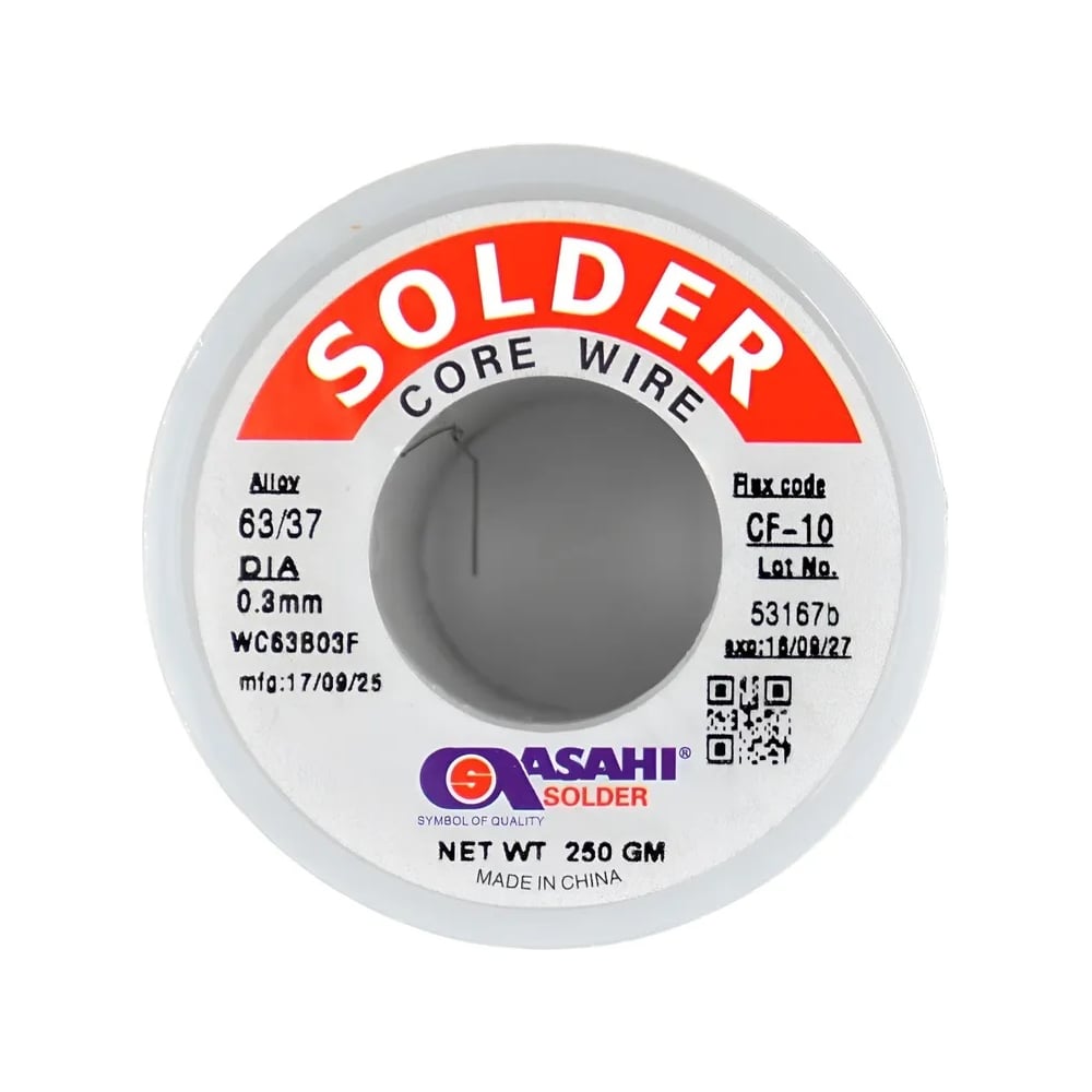 Изображение товара Припой ASAHI 0.3мм 0.25кг Sn63/Pb37 с флюсом RA для пайки меди