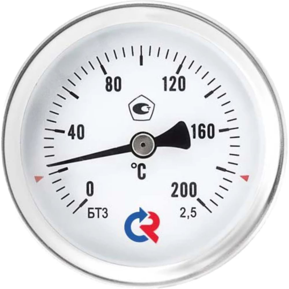 Изображение товара Термометр РОСМА БТ-31.211 осевой 0-60°C латунная гильза 100мм биметаллический
