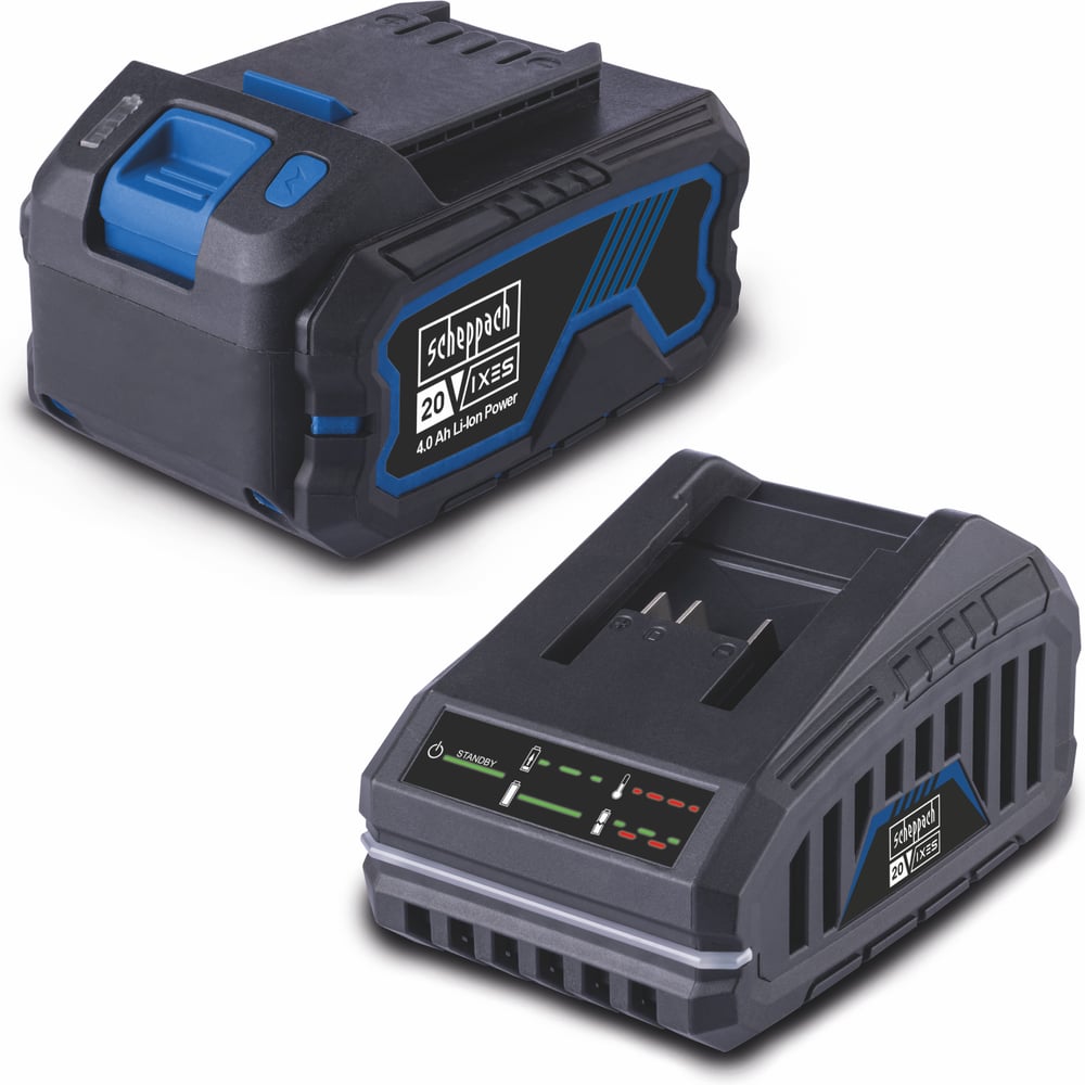 Изображение товара Набор аккумулятора 4 Ач и зарядное устройство 2,4 А Scheppach SBSK4.0