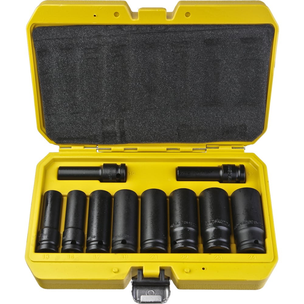 Изображение товара Набор ударных головок Hanskonner CrMo 10 шт 10-24 мм 1/2 посадка