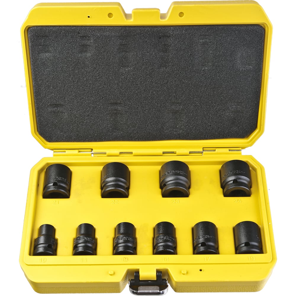Изображение товара Набор ударных головок Hanskonner CrMo 10 шт 10-24 мм 1/2 дюйма