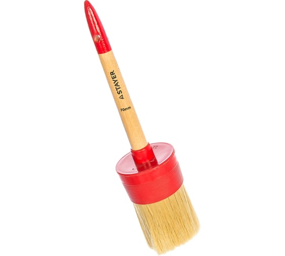 Изображение товара Круглая кисть STAYER Universal натуральная щетина, деревянная ручка, 70мм 0141-70