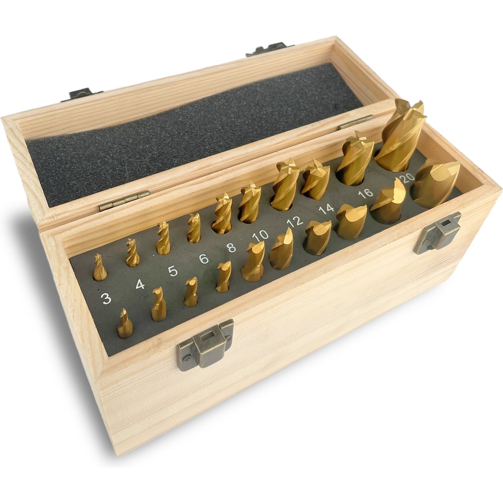 Изображение товара Набор фрез концевых MetalMaster HSS TiN 20 шт для обработки металлов и дерева