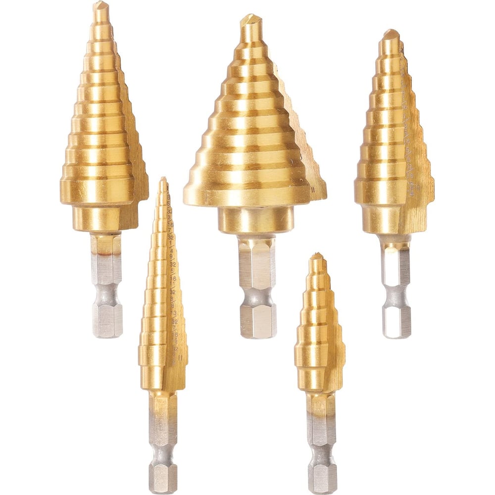 Изображение товара Набор ступенчатых сверл INGCO 1/4 5 шт INDUSTRIAL AKSDS2051 для металла и дерева