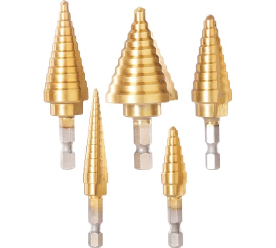 Изображение товара Набор ступенчатых сверл INGCO 1/4 5 шт INDUSTRIAL AKSDS2051