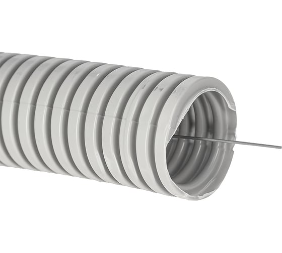 Изображение товара Труба гофрированная ELTROS ПВХ d=25мм с зондом, (50м), серая ГОФЗ-007-MP