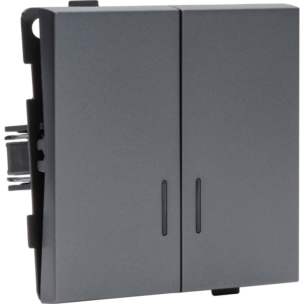 Изображение товара 2 клавишный выключатель ALTECH серии ENCORE 2SIG с индикацией для скрытого монтажа графит