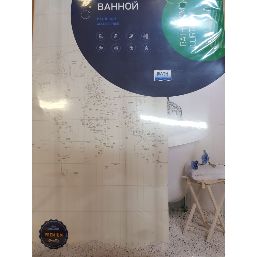 Изображение товара Штора для ванны Bath Plus MAP white 180x200 водоотталкивающая