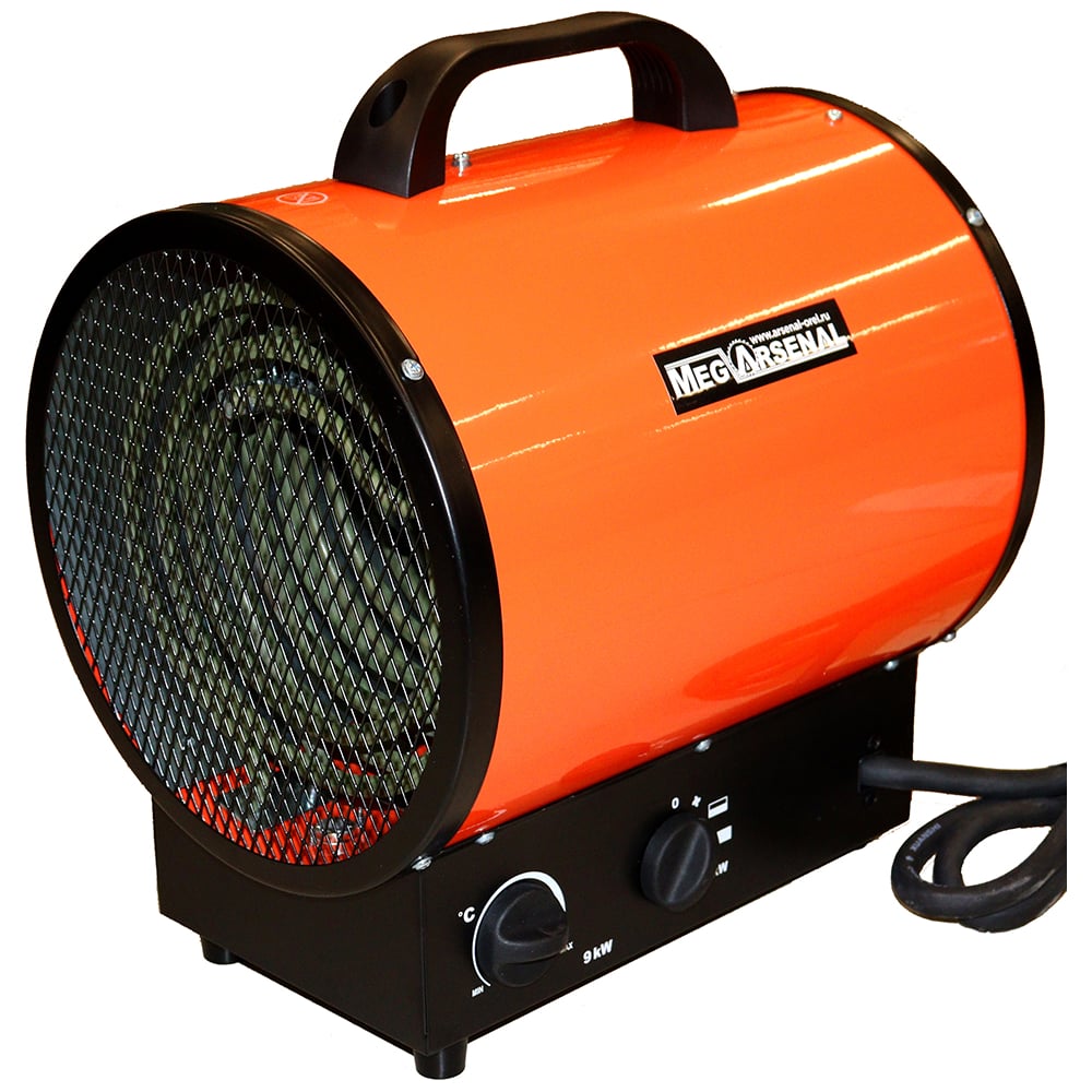 Изображение товара Электрическая тепловая пушка MegArsenal ПЭТ-9000SS МА-52-7 для бытового обогрева до 90 м²
