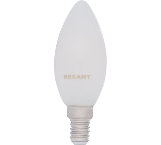 Изображение товара Филаментная лампа REXANT Свеча CN35 9.5 Вт 4000K E14 матовая колба 604-096