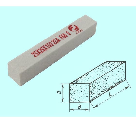 Изображение товара Шлифовальный брусок CNIC 40x40x200 мм 25А 25 СТ1 WA F60 O 58615