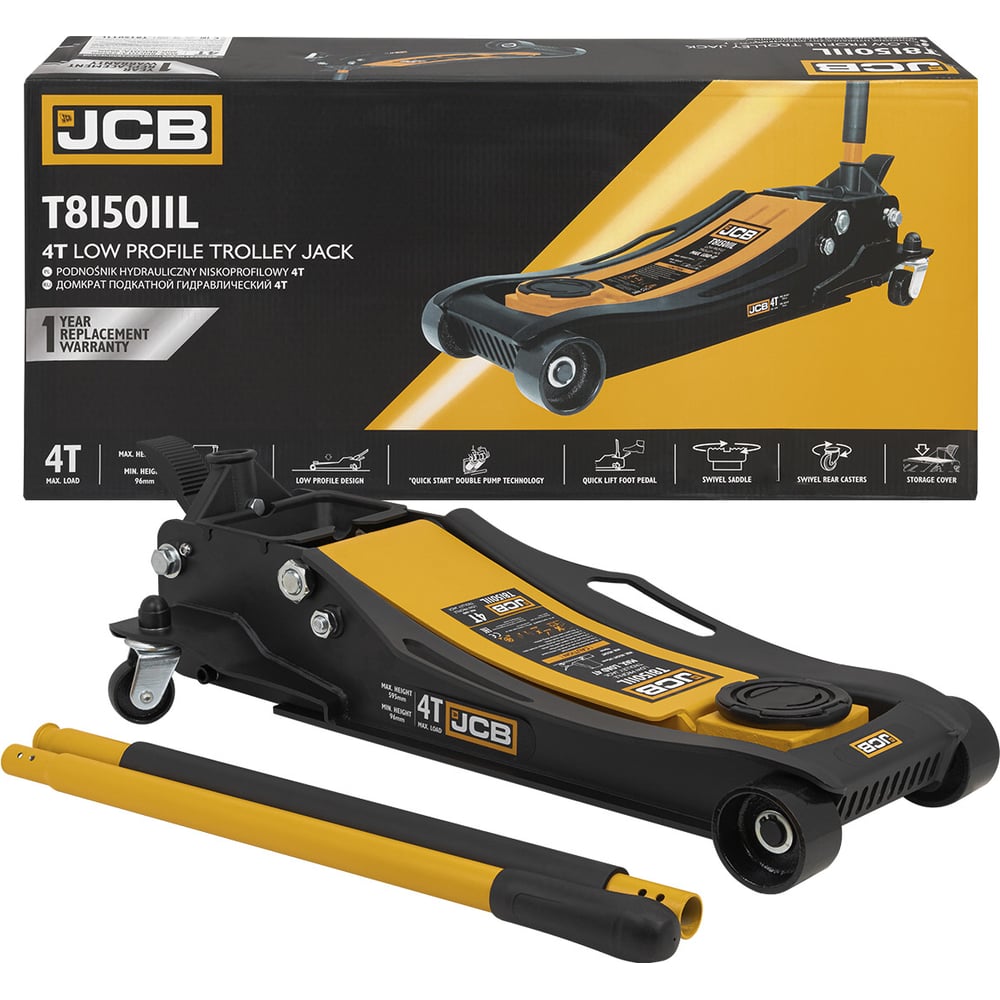 Изображение товара Домкрат подкатной гидравлический JCB 4т 930x420x200 мм