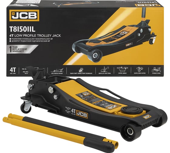 Изображение товара Домкрат подкатной гидравлический JCB 4т (h min 96мм, h max 595мм),вес 49,50 JCB-T815011L(65573)
